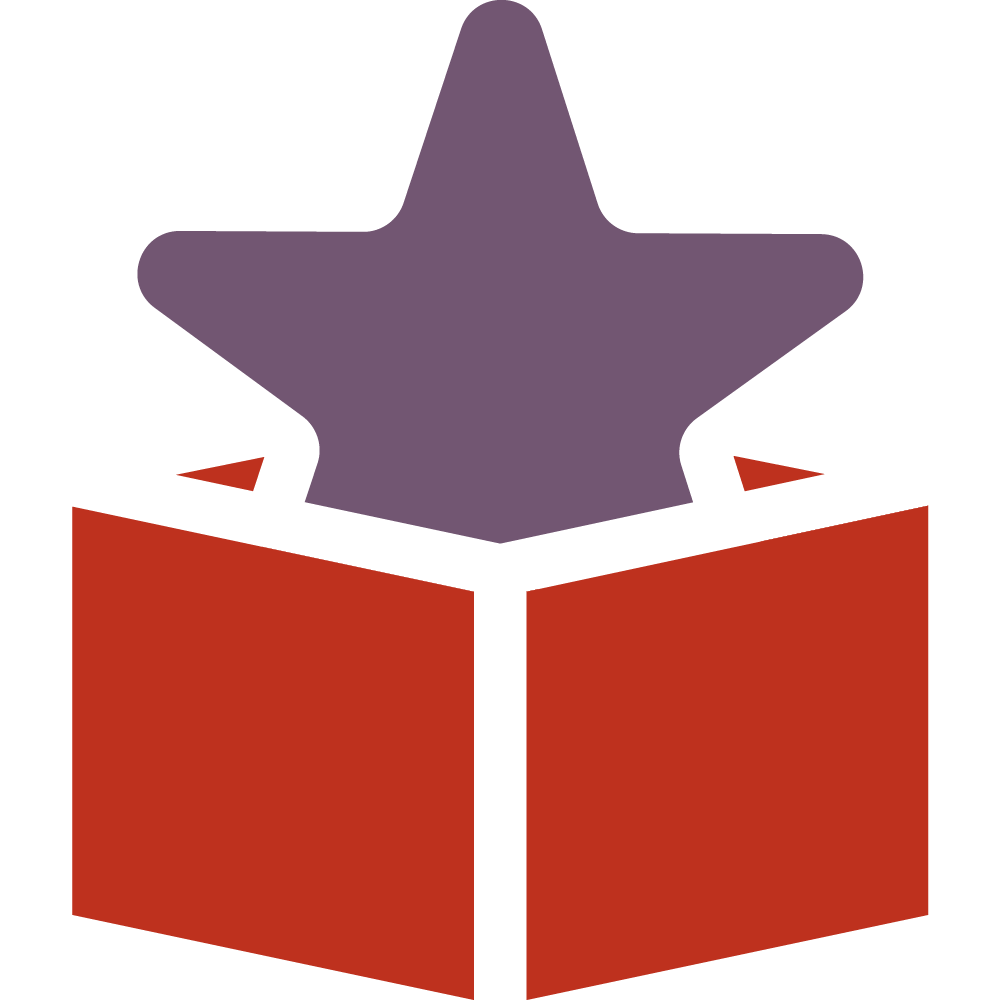 Favicon représentant une étoile qui sort d'une boîte. On peut également y voir un livre ouvert.